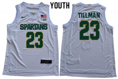 Youth Michigan State Spartans NCAA #23 Xavier Tillman White Authentic Nike 2019-20 Stitched College Basketball Jersey NN32V16PC